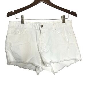H&M white distressed jean shorts-size‎ 12